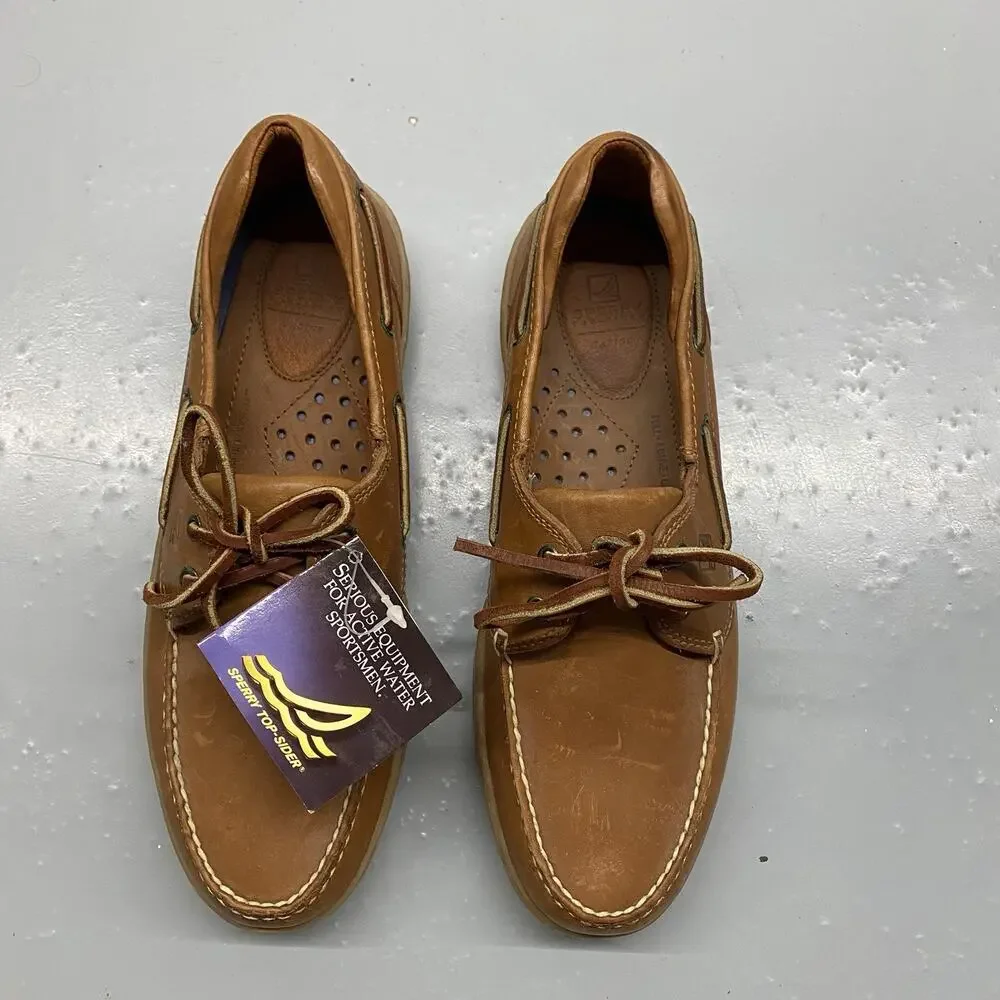 Sperry Top-Sider Authentic Original 2-Eye Boat Shoes Brown Leather Men’s 9.5 NWT